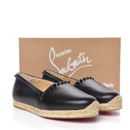 Christian Louboutin CHRISTIAN LOUBOUTIN Calfskin Spikes Ares Flat Espadrilles 38 Black 12 of 12