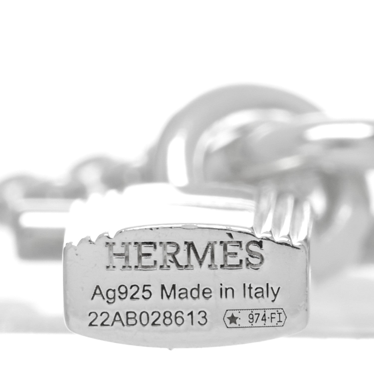 Hermes Sterling Silver Cadenas Kelly Lock Pendant Necklace 5 of 6