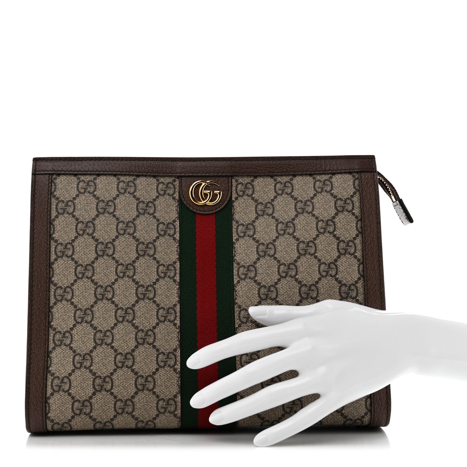 Gucci GG Supreme Monogram Web Ophidia Pouch Brown 2 of 9