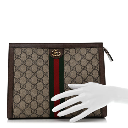 Gucci GG Supreme Monogram Web Ophidia Pouch Brown 2 of 9