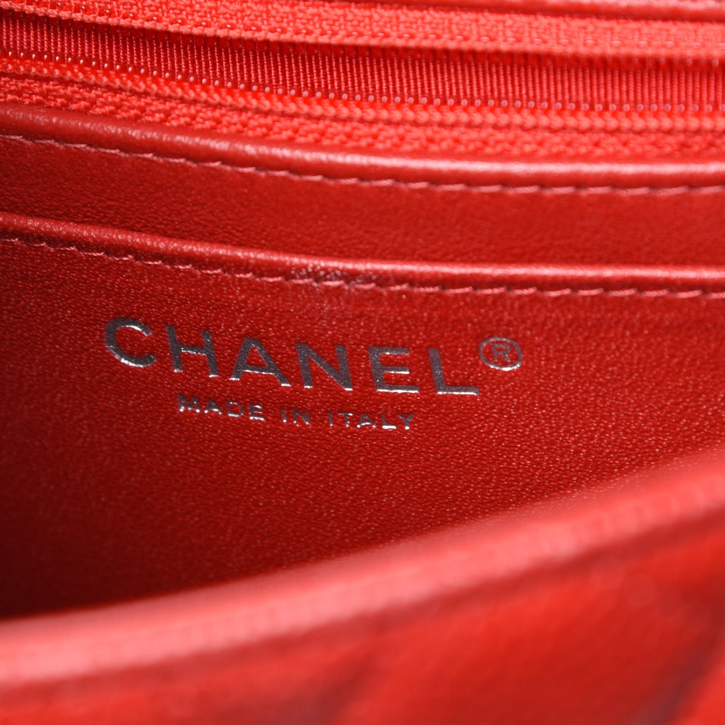 Caviar Quilted Mini Square Flap Red