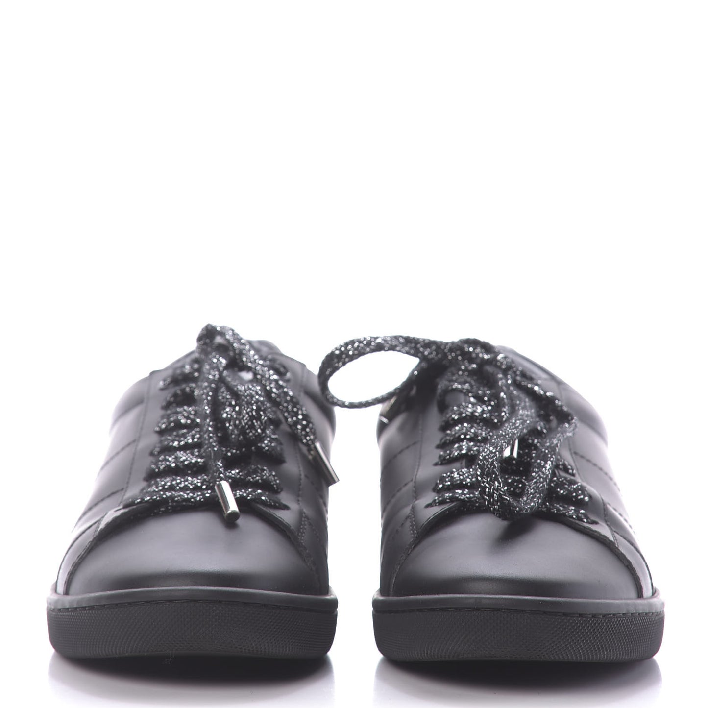 Calfskin Metallic Ayers Signature Court Lips Sneakers 38 Oro Moon Black