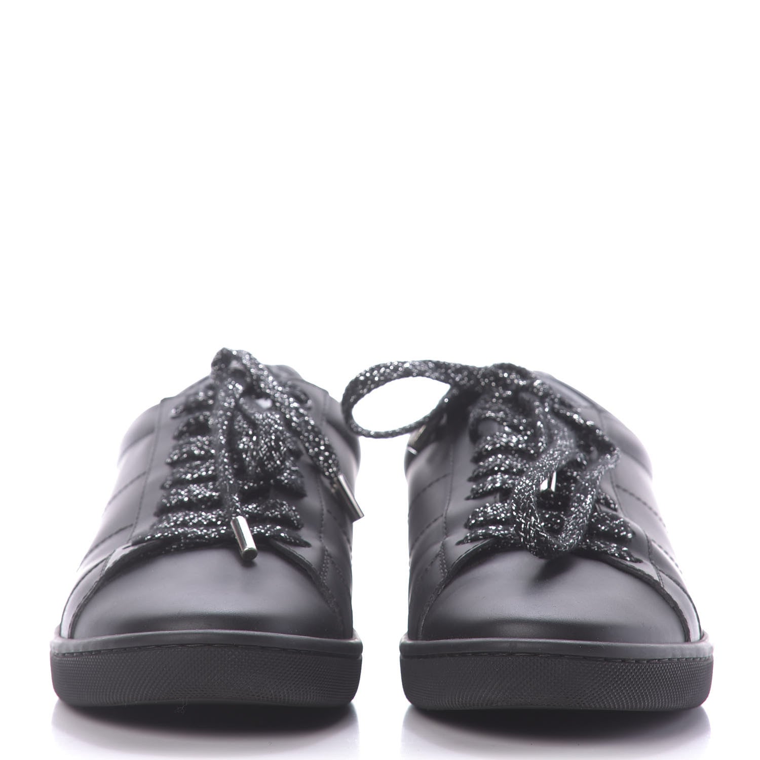 Saint Laurent Calfskin Metallic Ayers Signature Court Lips Sneakers 38 Oro Moon Black 2 of 10