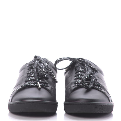 Saint Laurent Calfskin Metallic Ayers Signature Court Lips Sneakers 38 Oro Moon Black 2 of 10