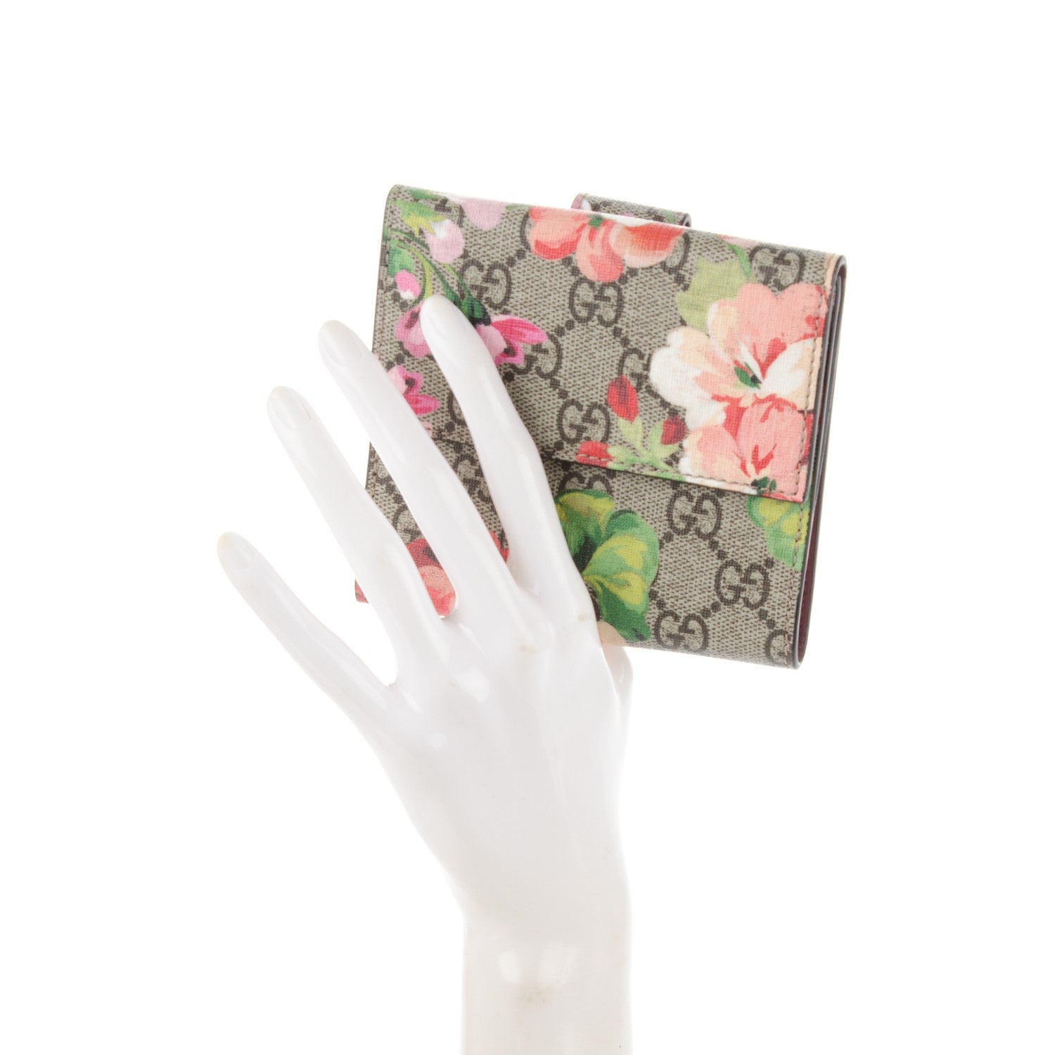 Gucci GG Supreme Monogram Blooms French Flap Wallet Beige Multicolor Dry Rose 2 of 8