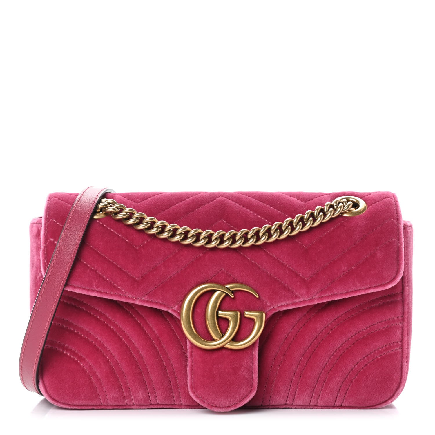Gucci Velvet Matelasse Small GG Marmont Shoulder Bag Light Raspberry Rose 1 of 7