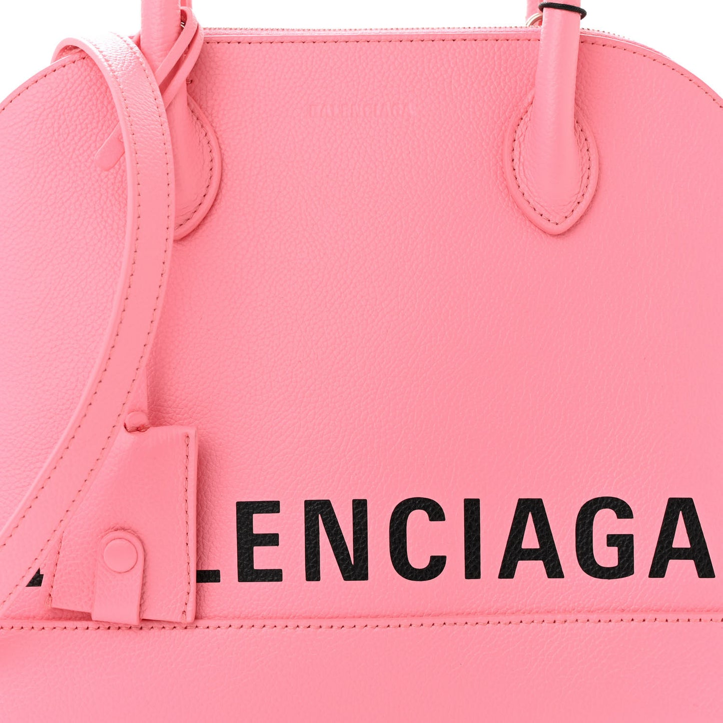 Signature Grained Calfskin Logo S Ville Top Handle Bag Rose Bubblegum Black