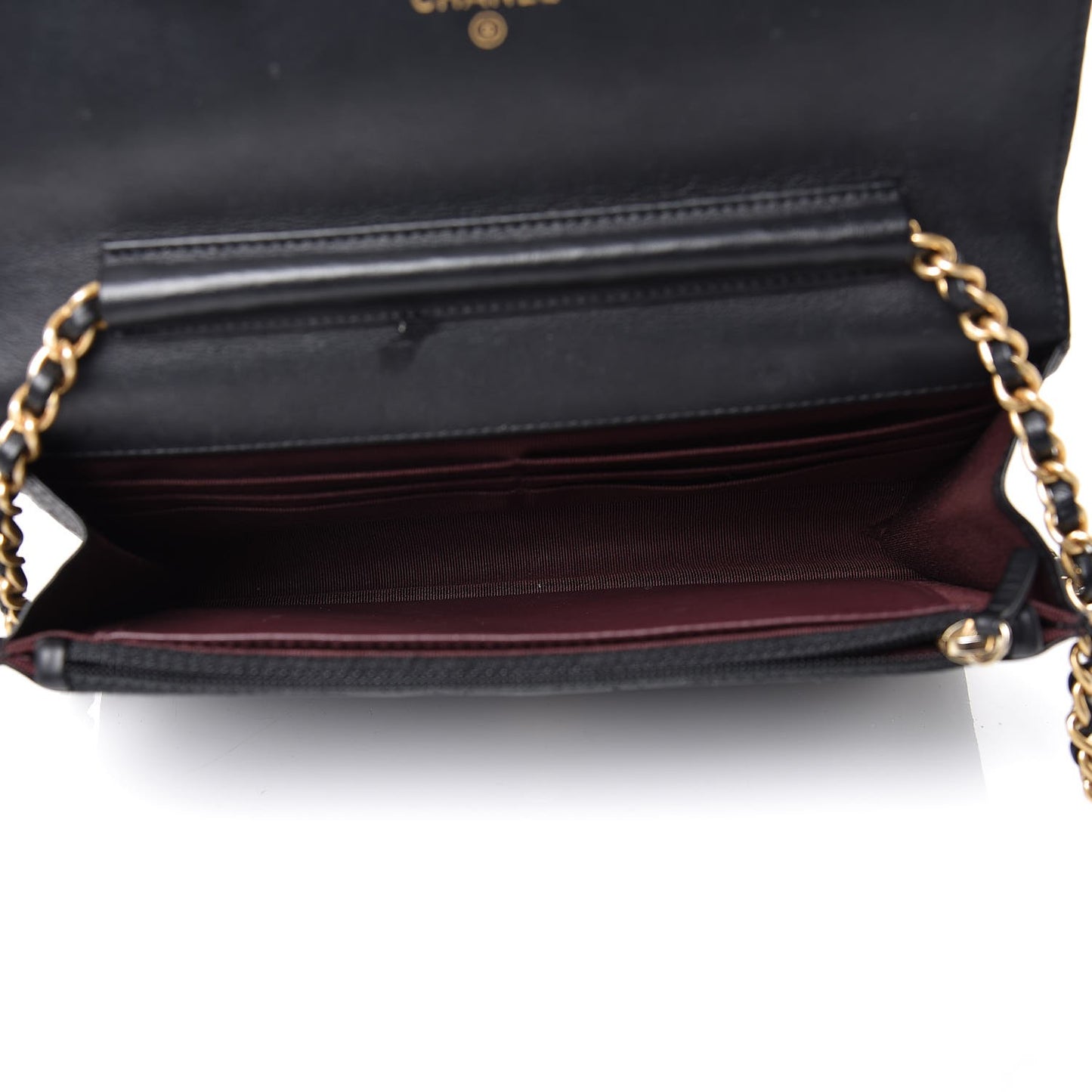 Aged Calfskin Quilted Lucky Charms 2.55 Reissue Wallet On Chain WOC Black