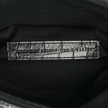 Balenciaga Extra Supple Calfskin Crocodile Embossed Neo Classic Hardware Hobo XS Black 6 of 8