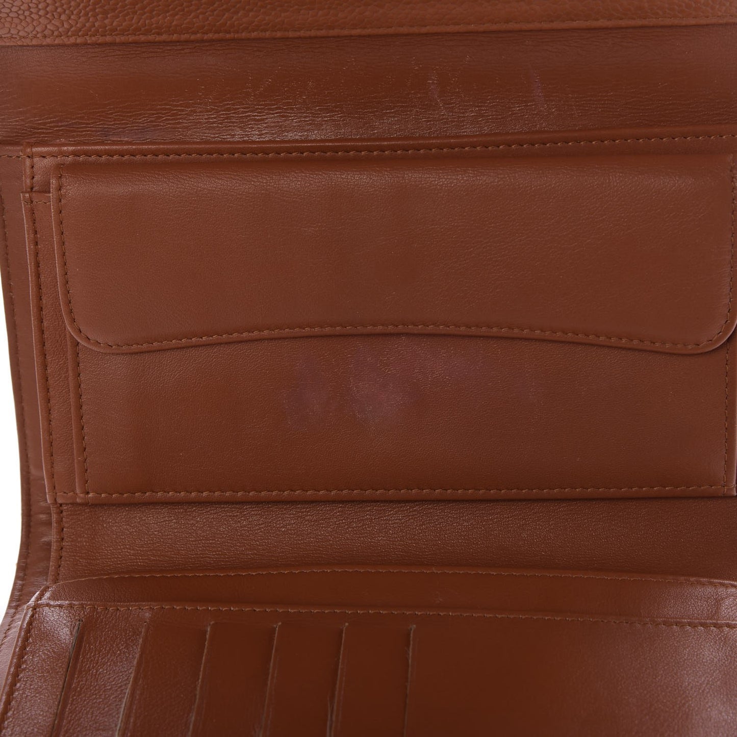 Caviar Quilted Large Flap Wallet Brown
