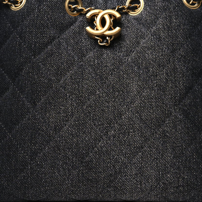 Chanel Washed Denim Quilted Small Chanel 25 Handbag Black 8 of 10