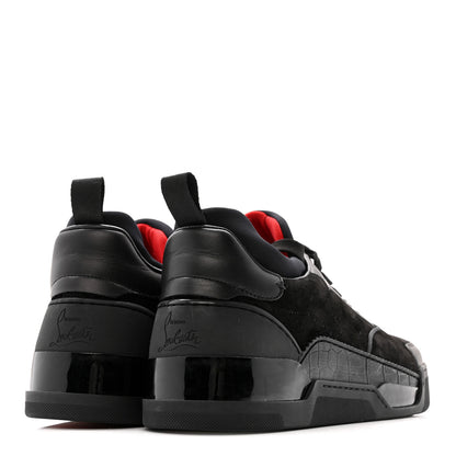Christian Louboutin Calfskin Neoprene Veau Velours Mens Aurelien Flat Sneakers 40.5 Black 5 of 11