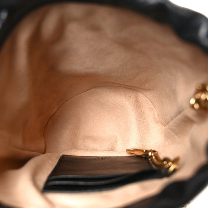 Gucci Vintage Effect Calfskin Matelasse Diagonal Mini Torchon GG Marmont 2.0 Bucket Bag Black Romantic Cherry 4 of 9