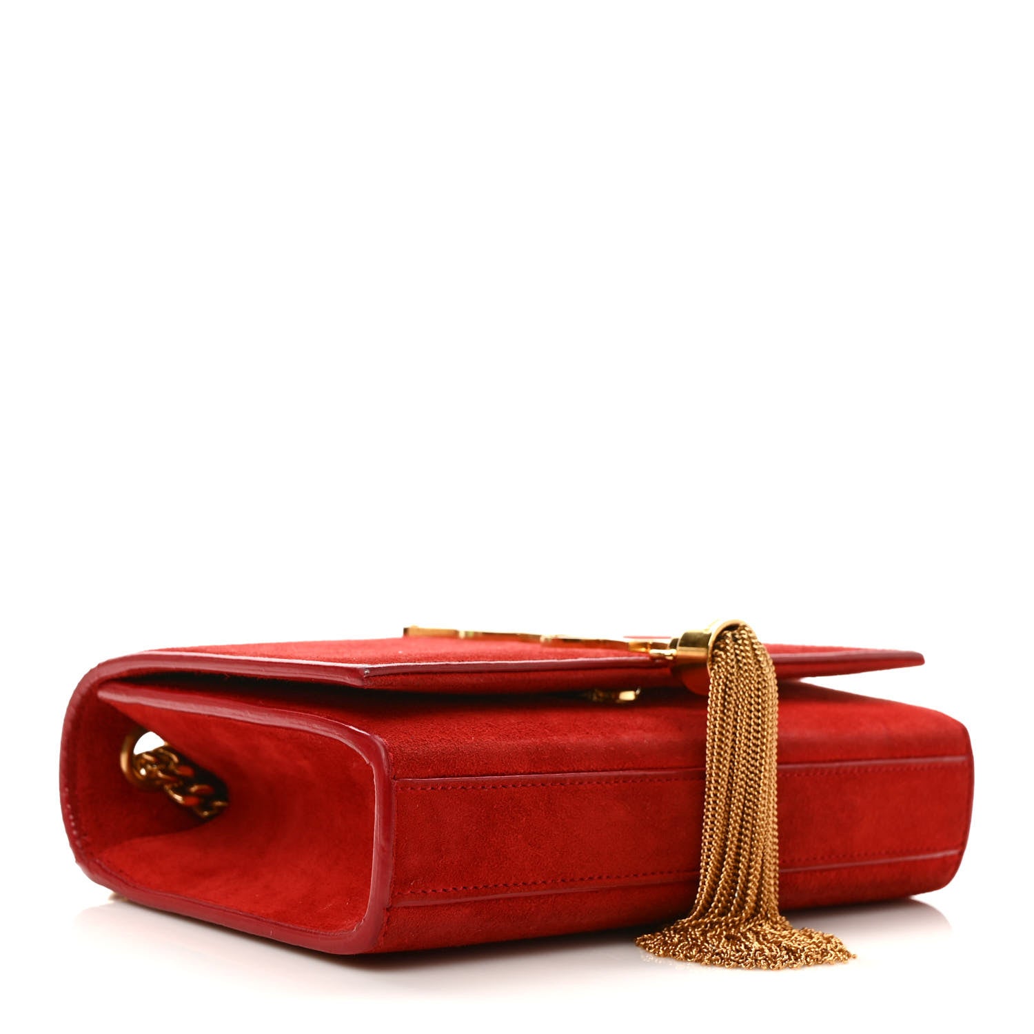 Saint Laurent Suede Small Classic Monogram Kate Tassel Satchel Red 4 of 8