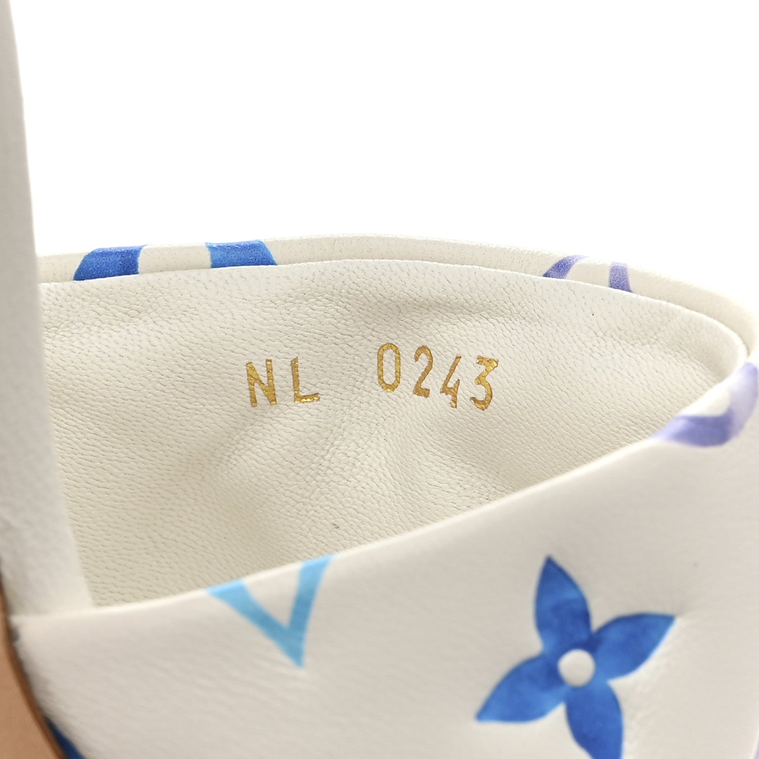 Louis Vuitton Lambskin Embossed Monogram By The Pool Revival High Heel Mules 38.5 White Blue Purple 8 of 10
