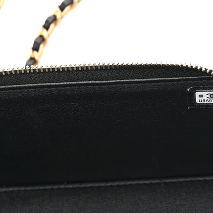 Chanel Shiny Lambskin Quilted Small Vanity Case With Chain Black 8 of 11
