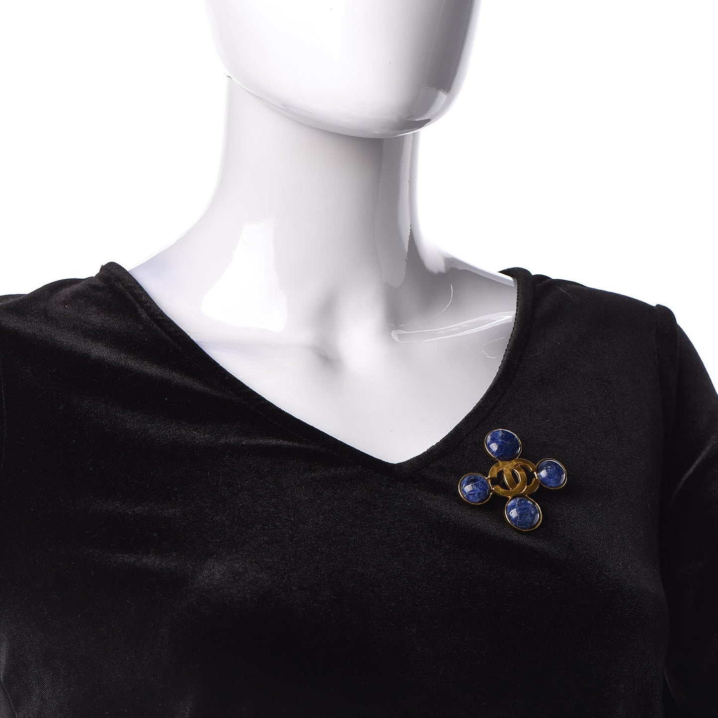 Gripoix CC Brooch Blue Gold