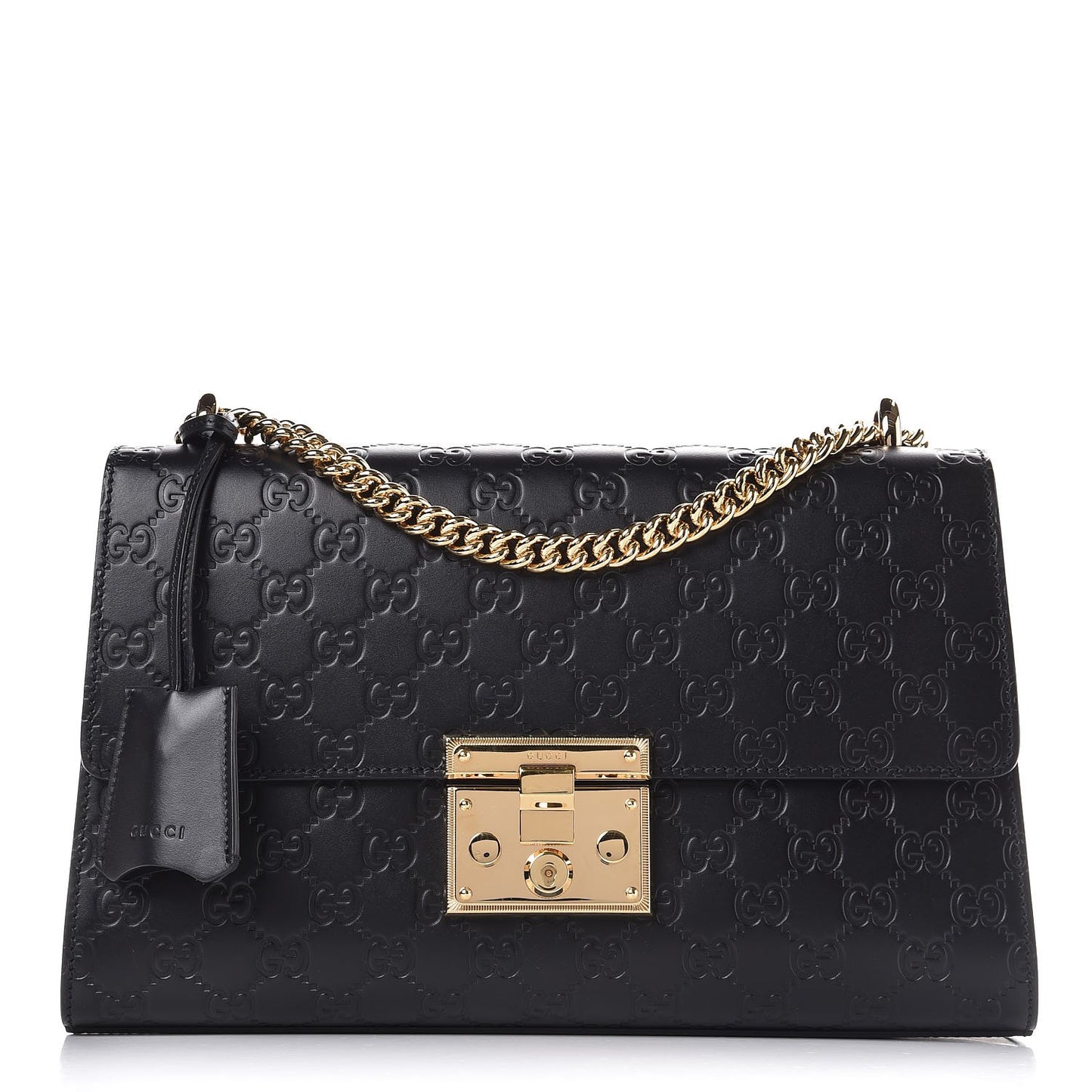 Guccissima Medium Padlock Shoulder Bag Black