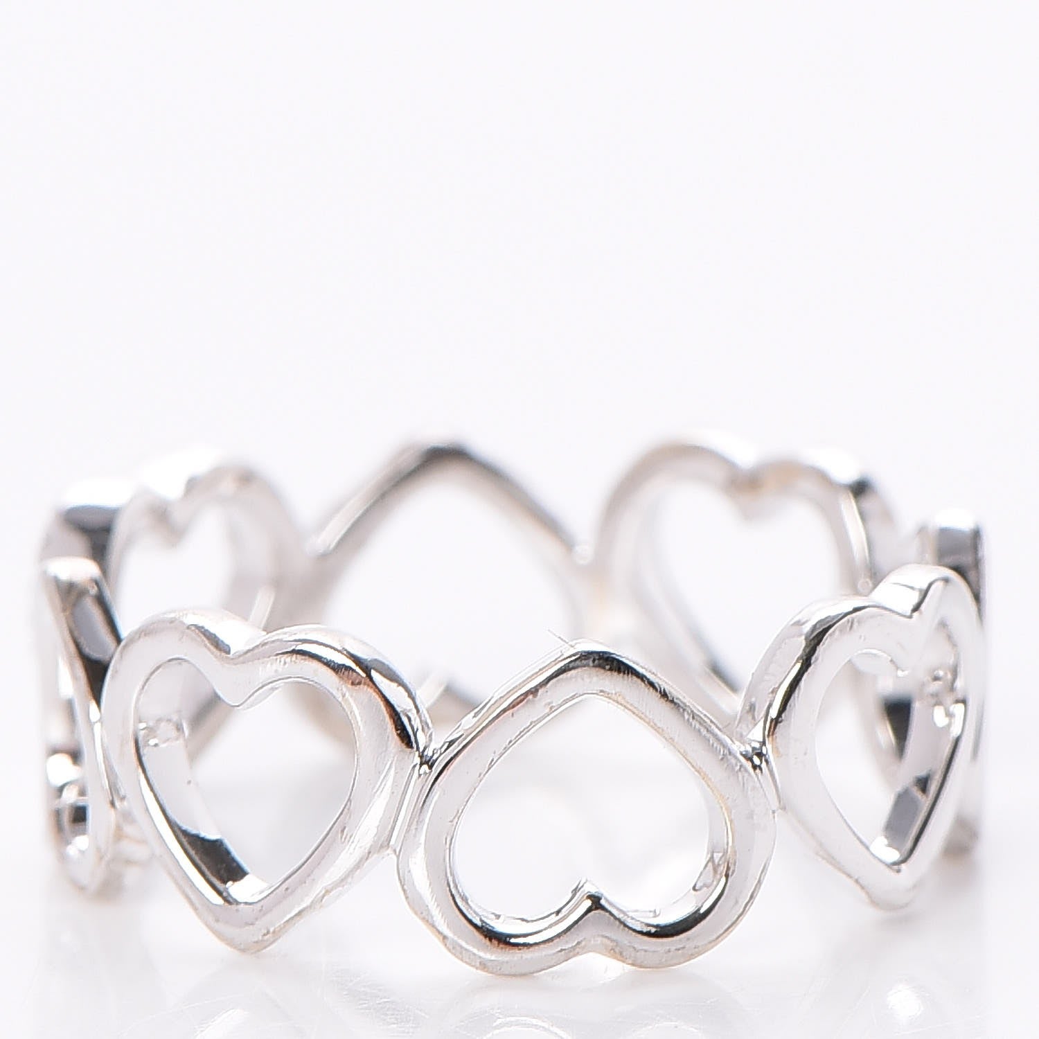 Tiffany 18K White Gold Diamond Hearts Eternity Band Ring 53 6.25 3 of 6