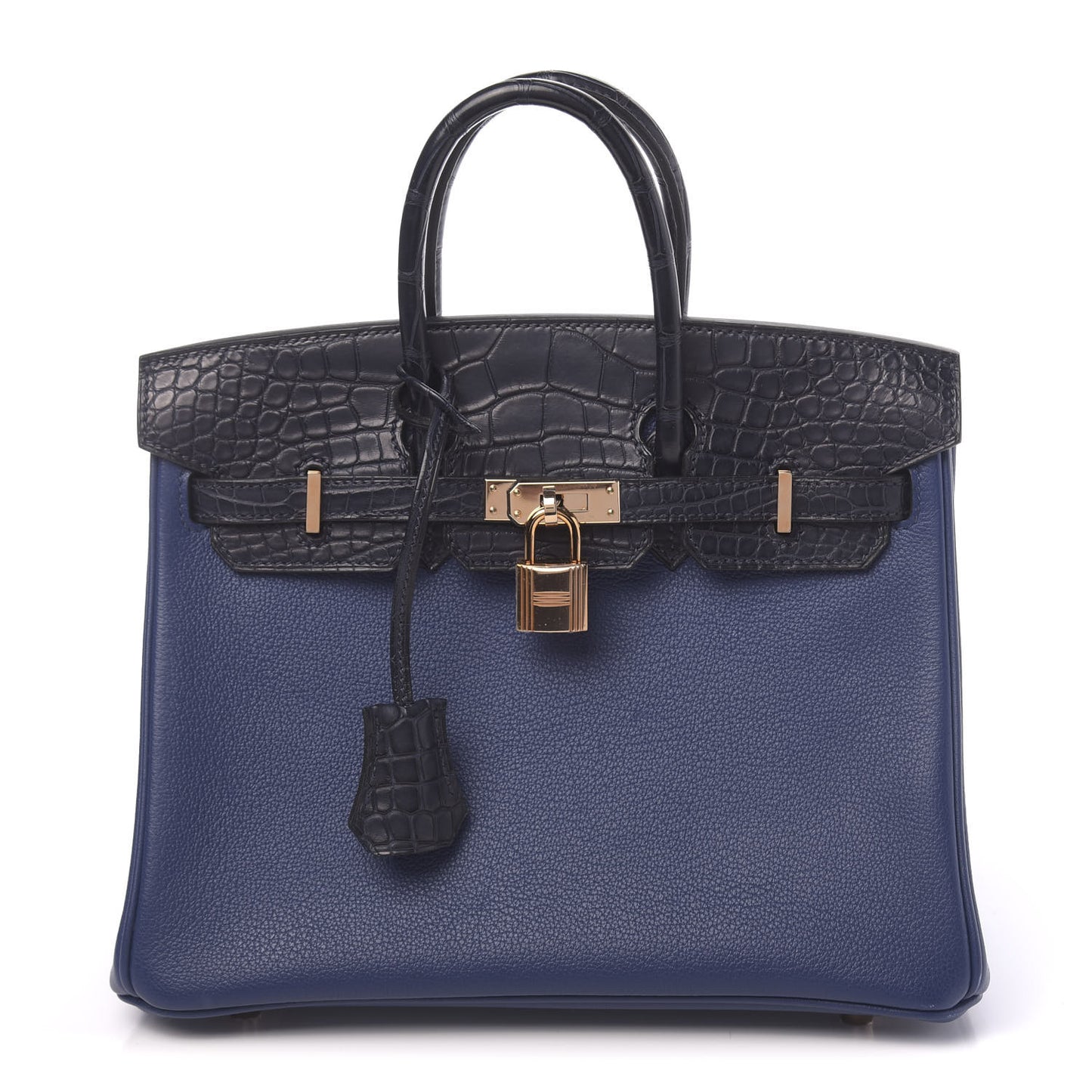 Taurillon Novillo Matte Alligator Birkin Touch 25 Bleu Saphir Marine