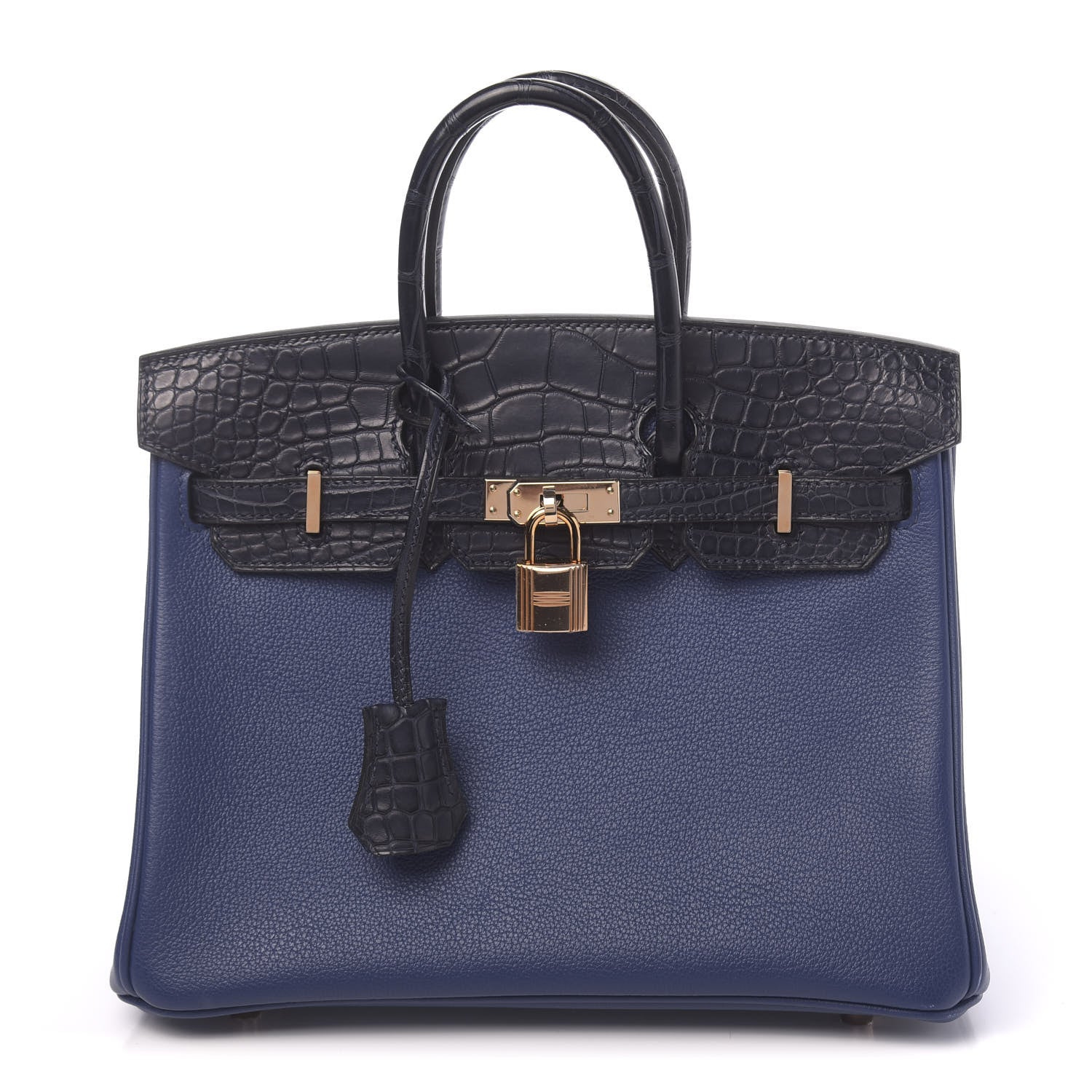 Hermes Taurillon Novillo Matte Alligator Birkin Touch 25 Bleu Saphir Marine 1 of 38