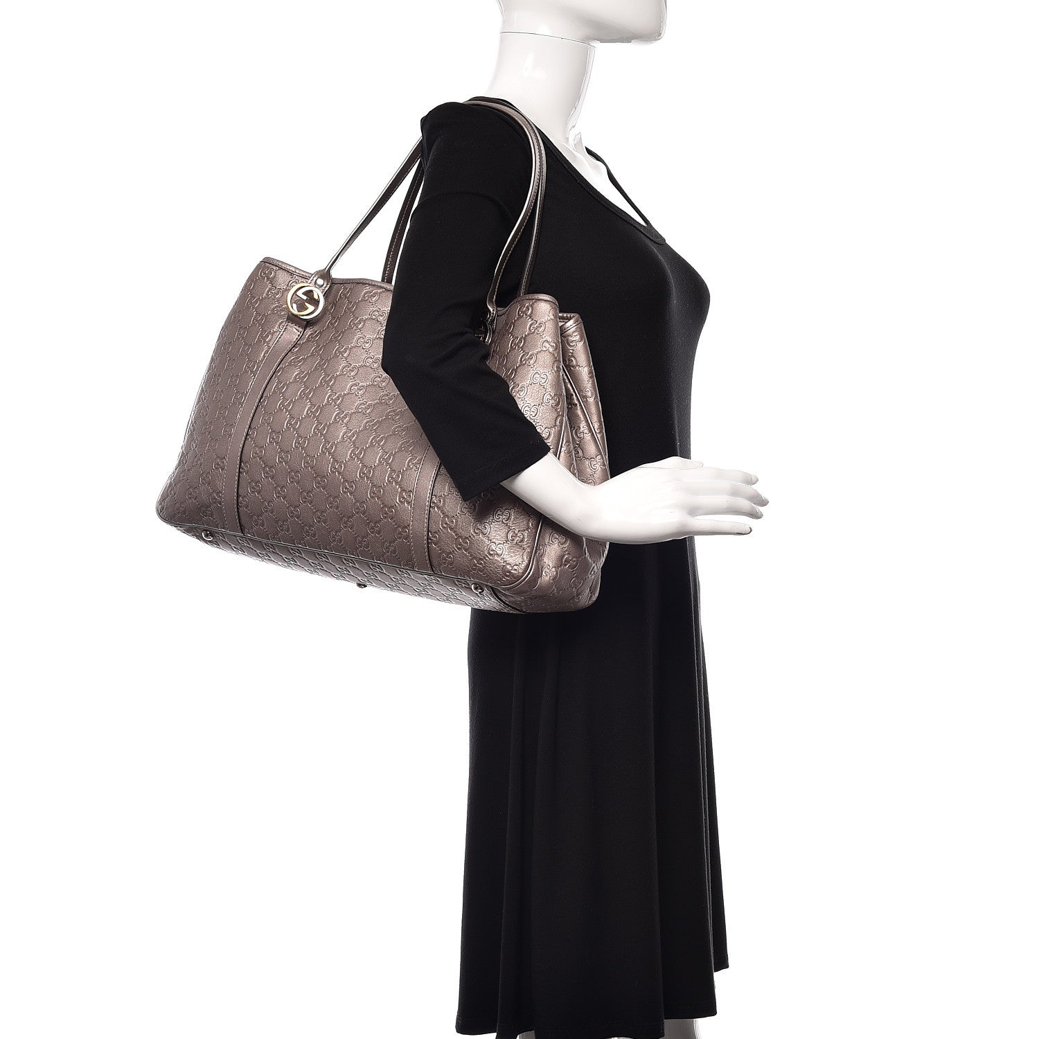 Gucci Metallic Guccissima Large GG Twins Tote Mauve 2 of 20