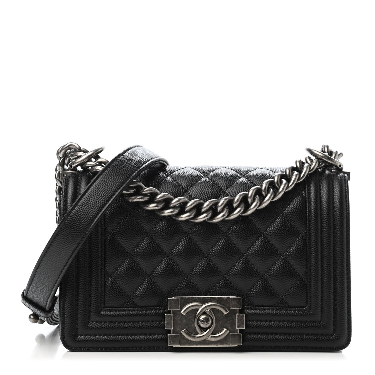 Caviar Quilted Small Boy Flap Black