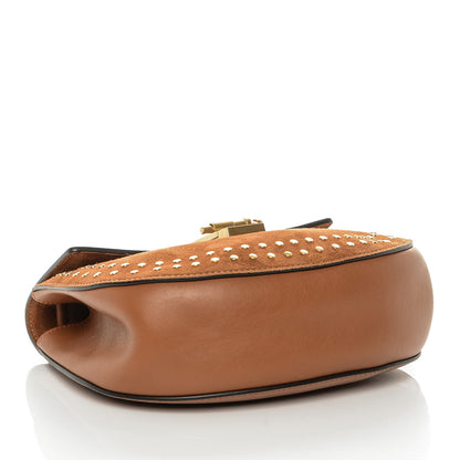 Chloe Suede Smooth Calfskin Studded Drew Shoulder Bag Caramel 4 of 6