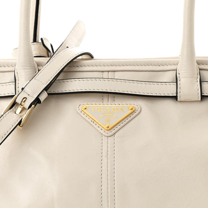 Prada Glossy Calfskin Triangle Medium Bonnie Shoulder Bag White 8 of 10