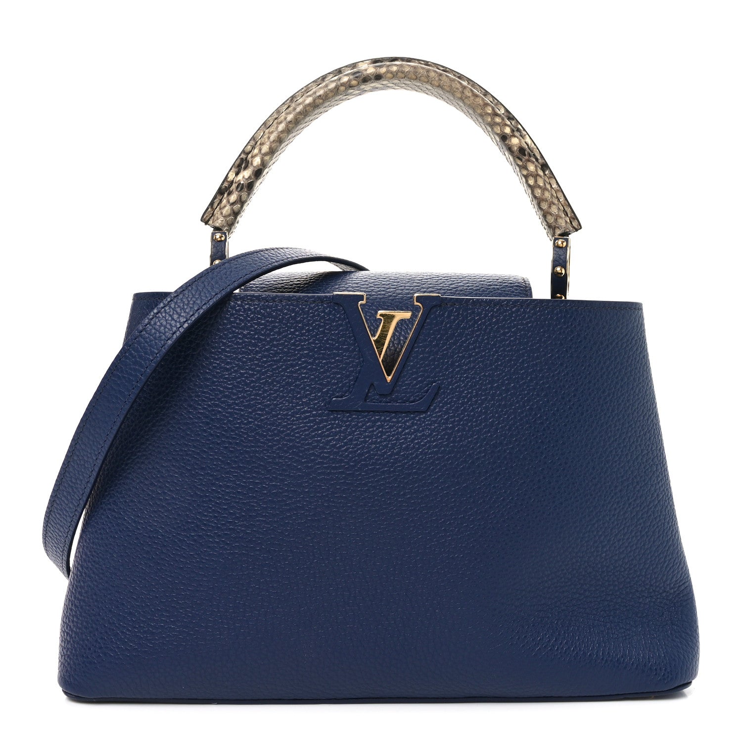 Louis Vuitton Taurillon Snakeskin Capucines MM Blue 1 of 9