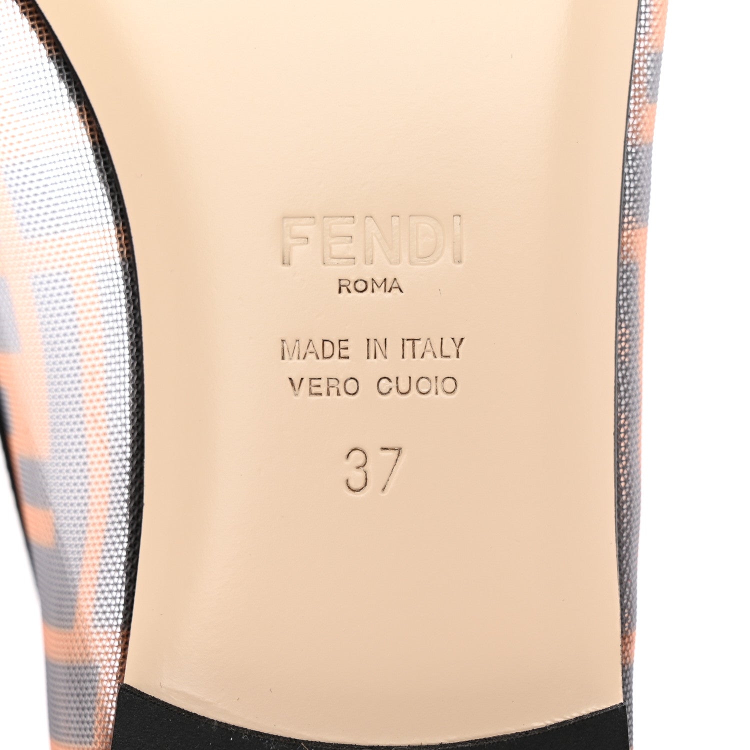 Fendi Mesh FF Skimmer Ballerina Flats 37 Tobacco Moro Black 6 of 9