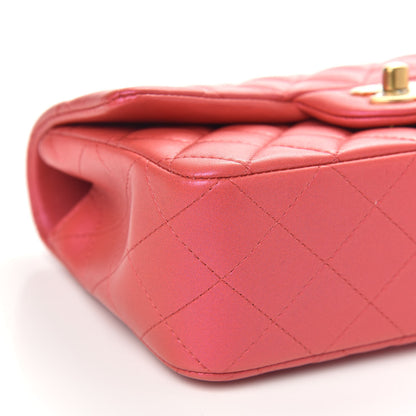 Chanel Iridescent Lambskin Quilted Mini Top Handle Rectangular Flap Red 9 of 11