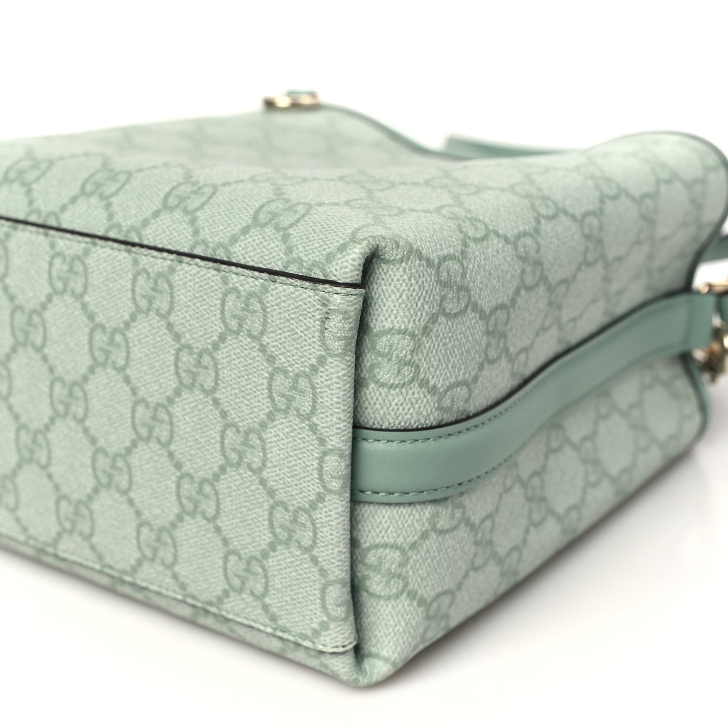 Gucci GG Supreme Monogram Emblem Small Shoulder Bag Sage Green 10 of 11
