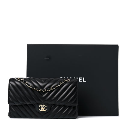 Chanel Calfskin Chevron Quilted Medium Double Flap Black 15 of 15