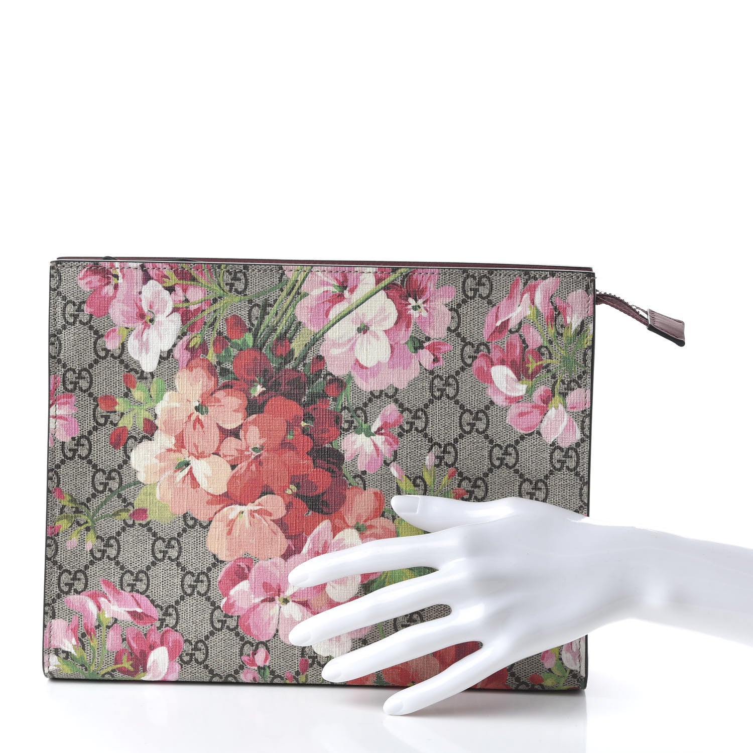 Gucci GG Supreme Monogram Blooms Large Cosmetic Case Beige Multicolor Dry Rose 2 of 11
