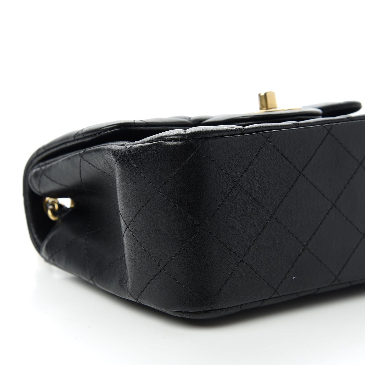 Lambskin Quilted Mini Square Flap Black