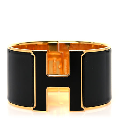 Hermes Enamel Extra Wide Clic Clac H Bracelet GM Black 1 of 6