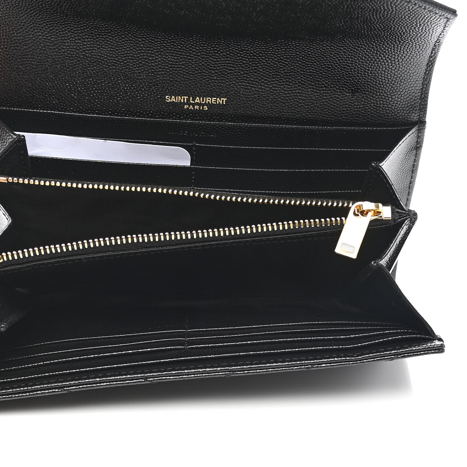 Saint Laurent Grain De Poudre Matelasse Chevron Monogram Flap Wallet Black 5 of 8