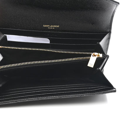 Saint Laurent Grain De Poudre Matelasse Chevron Monogram Flap Wallet Black 5 of 8
