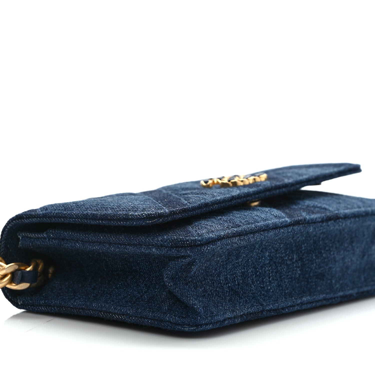 Chanel Denim Quilted Chanel 19 Wallet On Chain WOC Blue 7 of 8