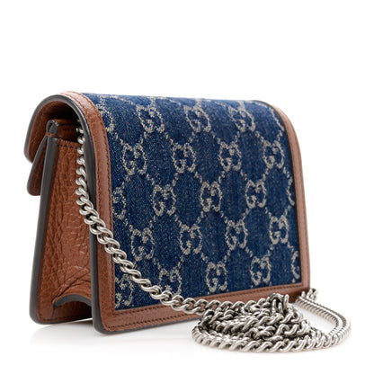 Gucci New Denim GG Monogram Dollar Calfskin Enamel Super Mini Dionysus Shoulder Bag Blue Tea Cuir Epilog Electric Blue 4 of 10