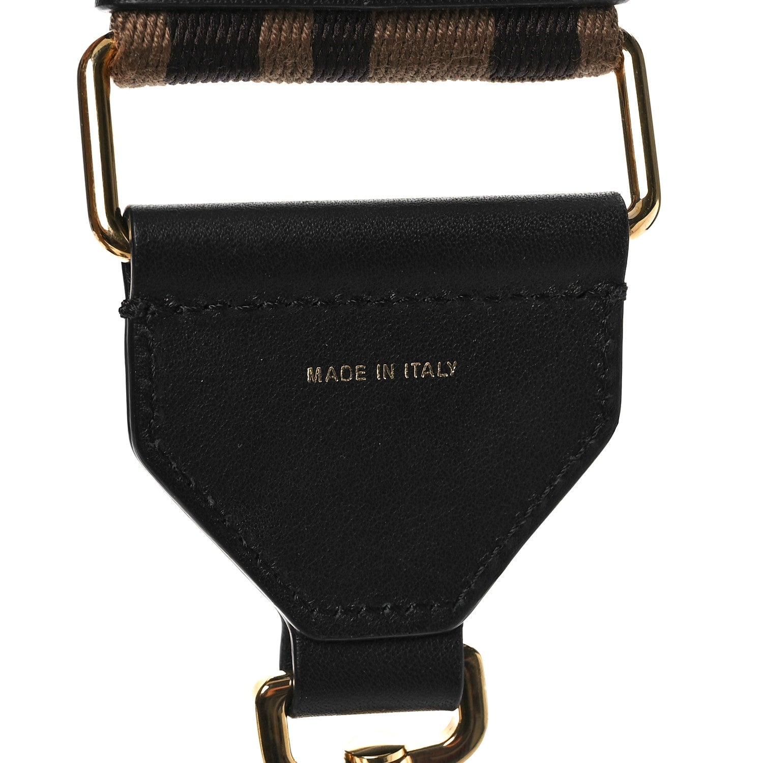 Fendi Ribbon Vitello Seta FF 1974 Adjustable Strap You Fango Marrone Black 3 of 5