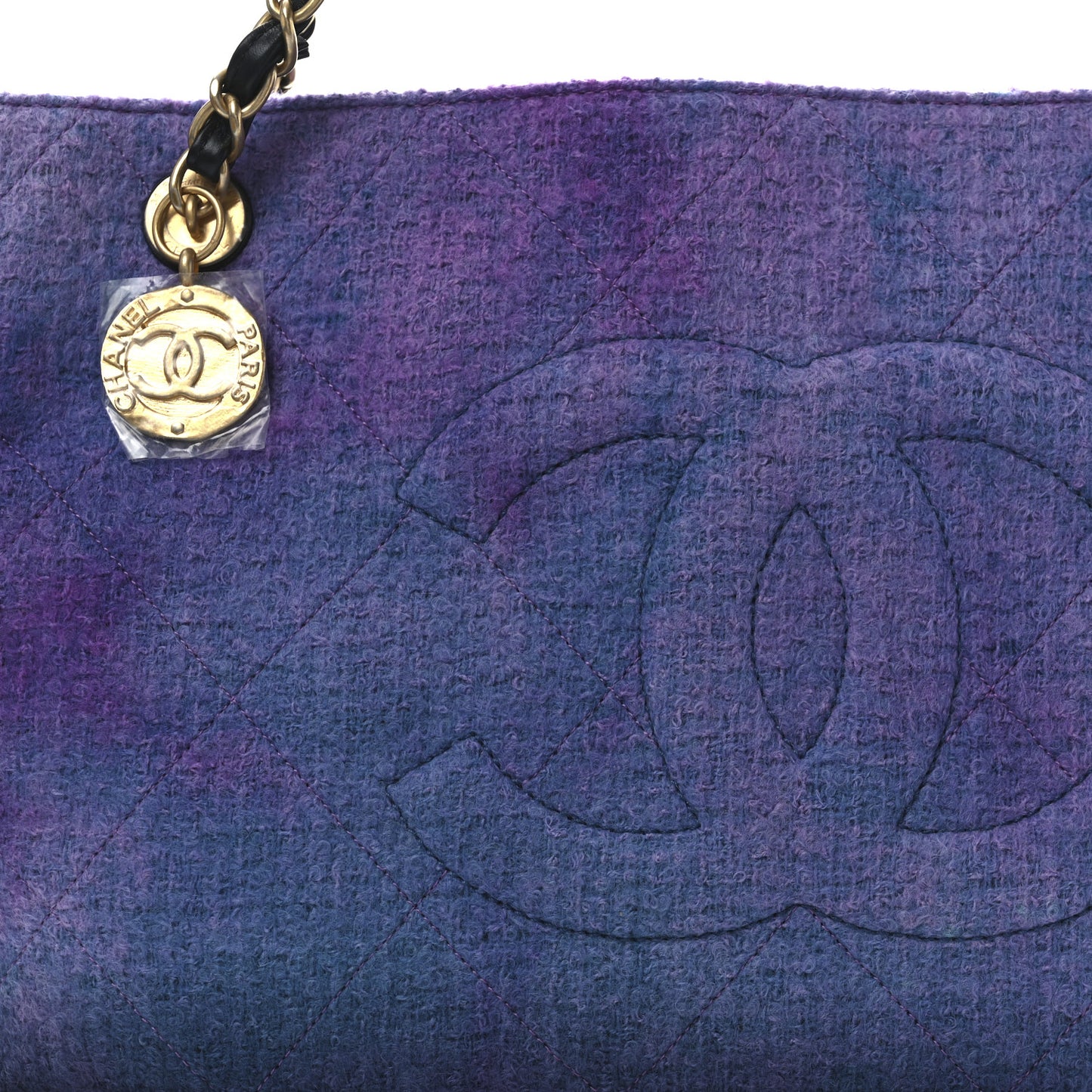 Wool Tweed CC Tote Purple Black Blue