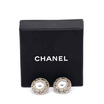 Chanel Pearl CC Round Rope Logo Earrings Gold 6 of 6