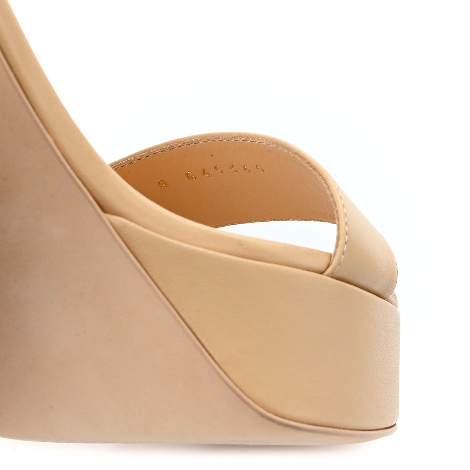 Chanel Lambskin Logo Platform Sandals 37.5 Beige 9 of 10