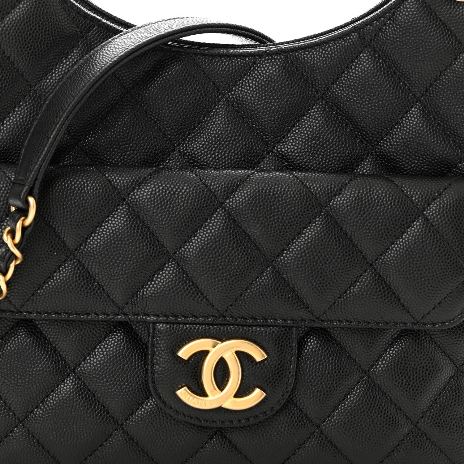 Chanel Caviar Quilted Wavy CC Hobo Black 8 of 11