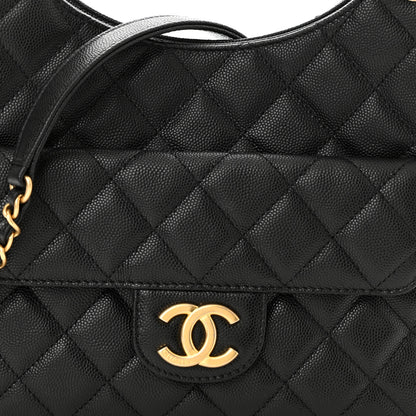 Chanel Caviar Quilted Wavy CC Hobo Black 8 of 11