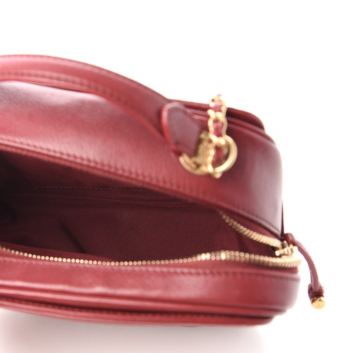 Calfskin Quilted CC Small Vanity Case Dark Red