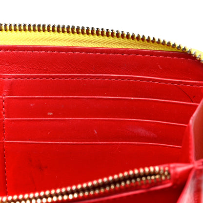Christian Louboutin Patent Panettone Spiked Zip Around Wallet Neon Yellow 6 of 11