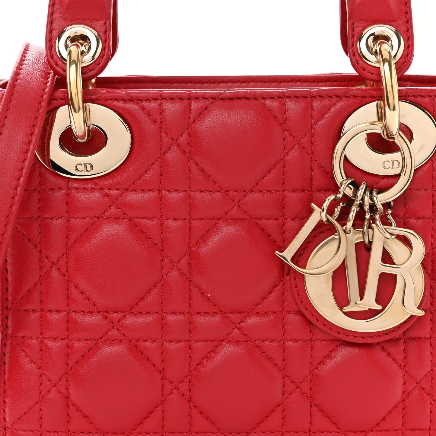 Lambskin Cannage Mini Lady Dior Red